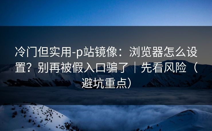 冷门但实用-p站镜像：浏览器怎么设置？别再被假入口骗了｜先看风险（避坑重点）