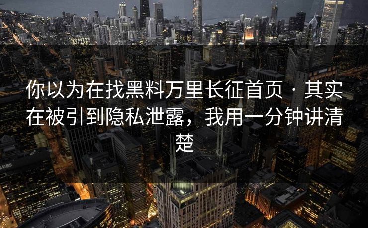 你以为在找黑料万里长征首页 · 其实在被引到隐私泄露，我用一分钟讲清楚