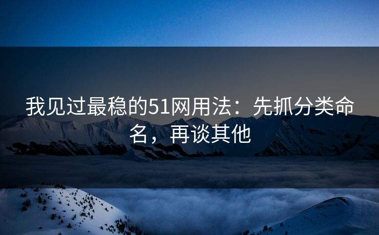 我见过最稳的51网用法：先抓分类命名，再谈其他